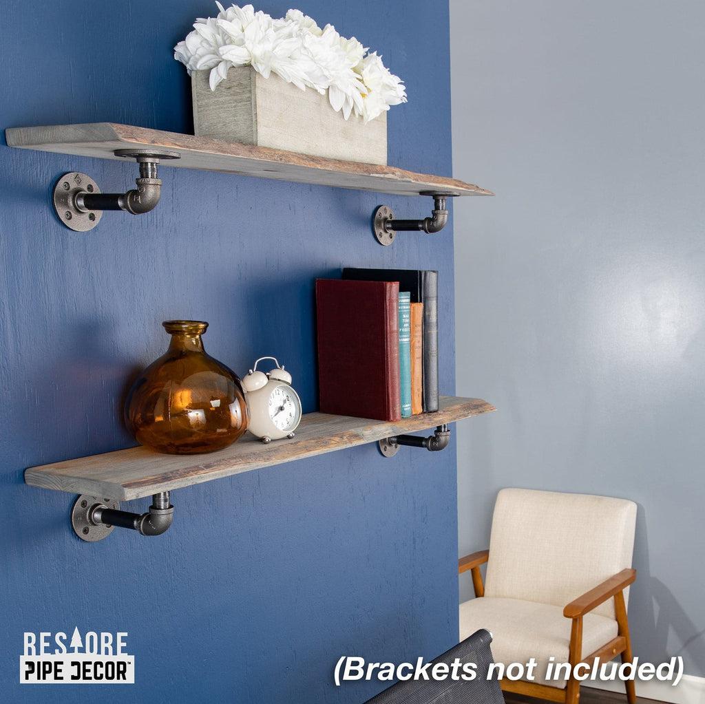 RESTORE Riverstone Grey 36 in. Live Edge Wood Shelf (Wood Only)