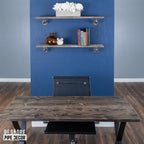 36” Riverstone Grey Live Edge Wood Shelf with L-Shaped Pipe Brackets (2-Pack)