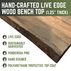 RESTORE Trail Brown Solid Live Edge Wood Accent Bench