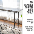 RESTORE Riverstone Grey Solid Live Edge Wood Accent Bench