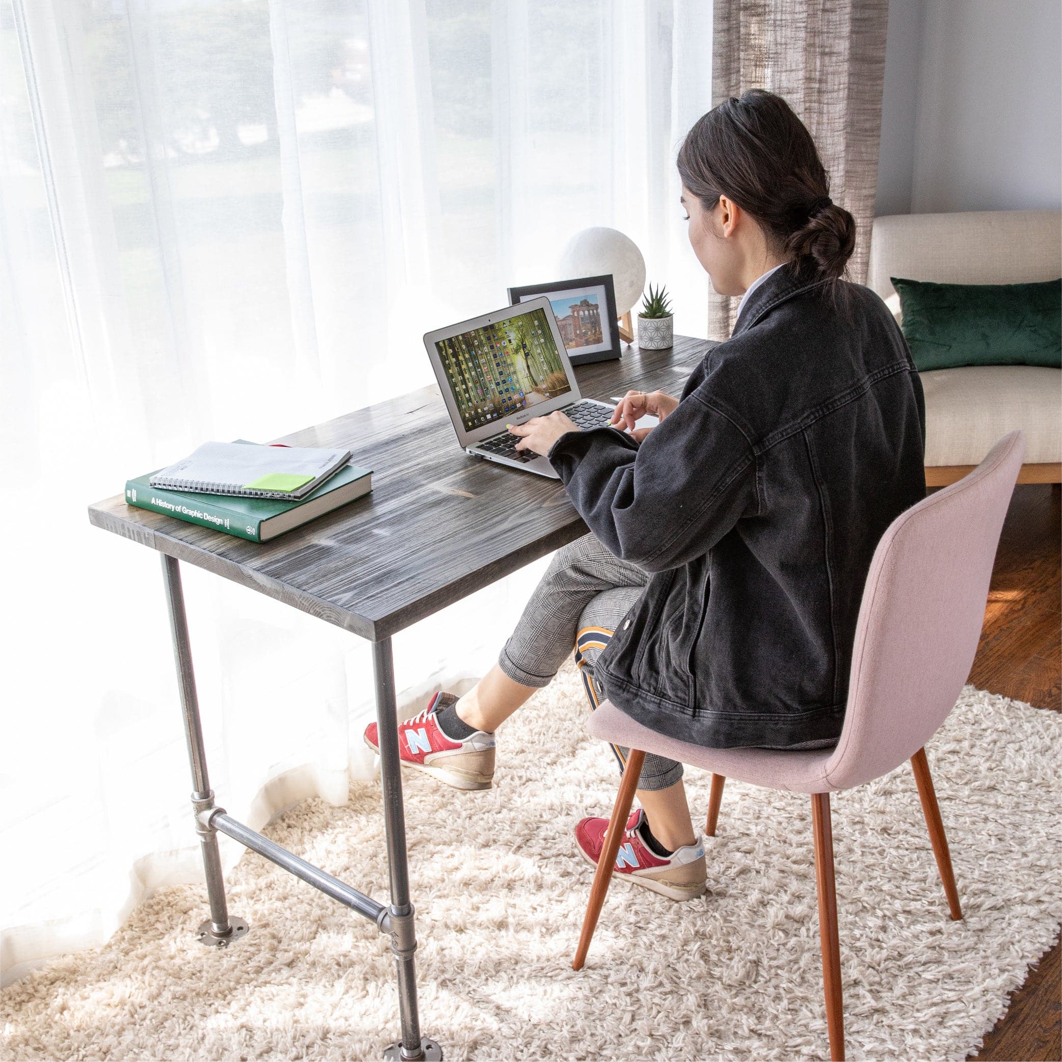 RESTORE Boulder Black Solid Wood Office Desk