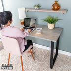 Skyline Riverstone Grey Solid Wood Desk with 28 in. Landscape Legs
