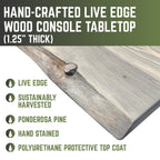 RESTORE Riverstone Grey Solid Live Edge Wood Console Table