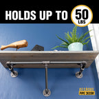 24 in. Wall Mounted Clothing Rack with Wood Shelf, Riverstone Grey