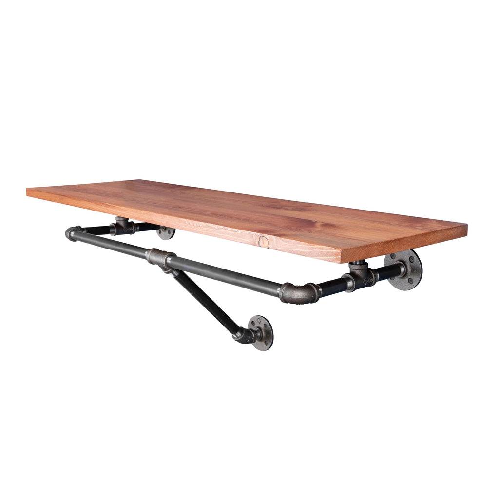 24 in. Wall Mounted Clothing Rack with Wood Shelf, Sunset Cedar