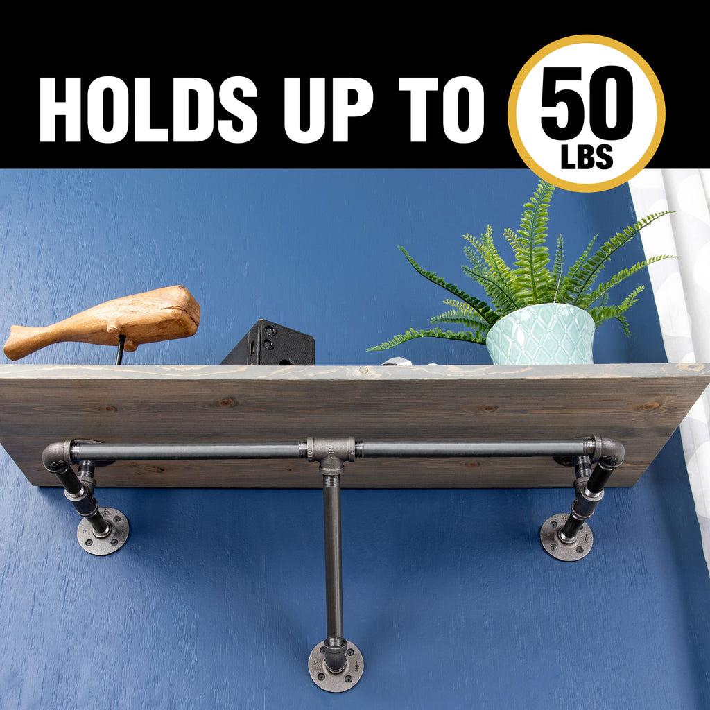 36 in. Wall Mounted Clothing Rack with Wood Shelf, Riverstone Grey