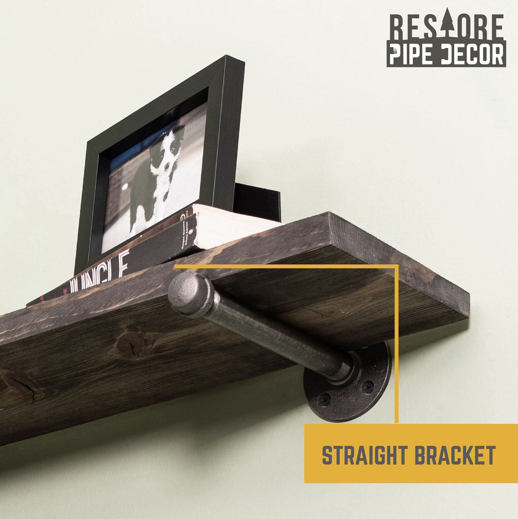 RESTORE Boulder Black 24 in. Shelves with Straight Brackets