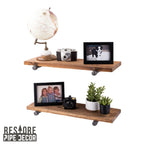 RESTORE Autumn Brown 24 in. Shelves with Straight Brackets