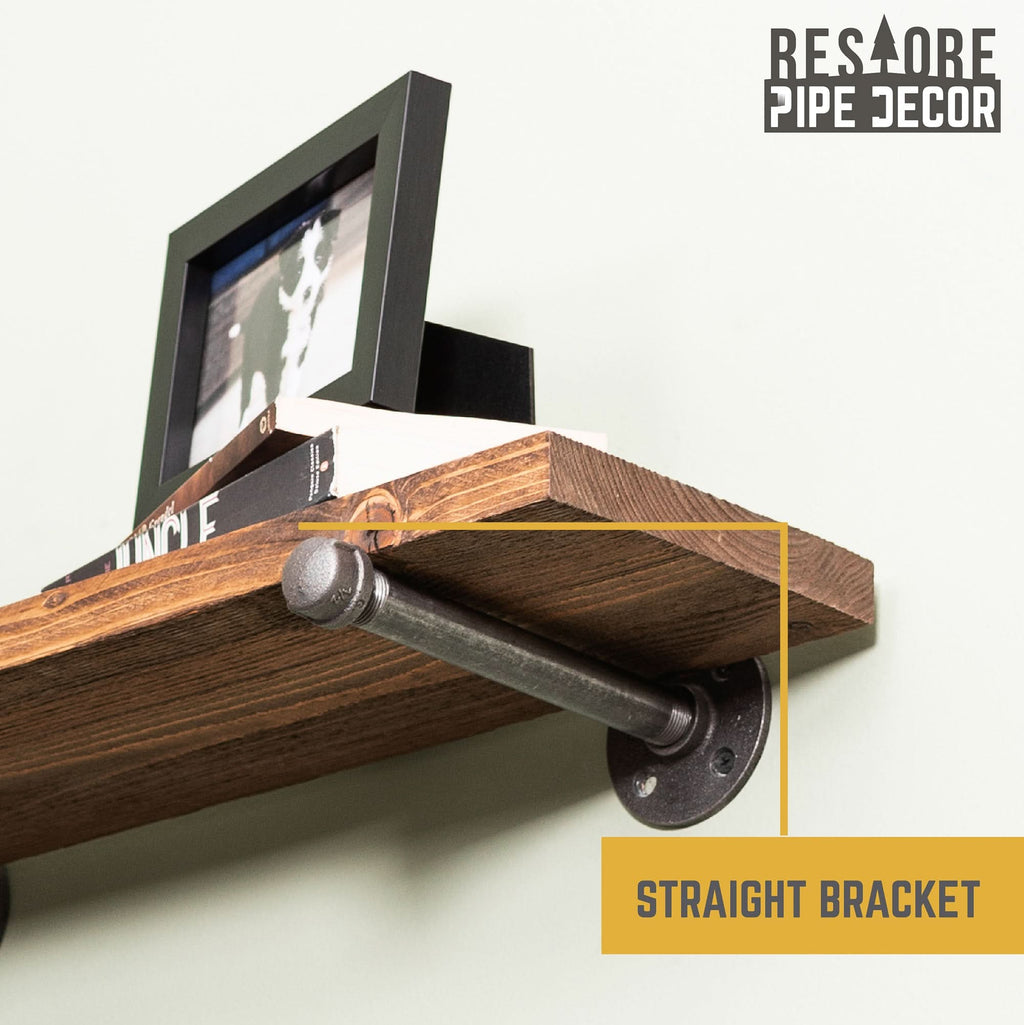 RESTORE Autumn Brown 24 in. Shelves with Straight Brackets