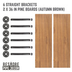 RESTORE Autumn Brown 36 in. Shelves with Straight Brackets
