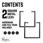 28 in. Skyline Matte Black Square Metal Landscape Dining or Desk Table Legs - 2 Pack