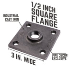 1/2 in. x 4 in. Square Double Flange Shelf Bracket Kit, 4 Pack