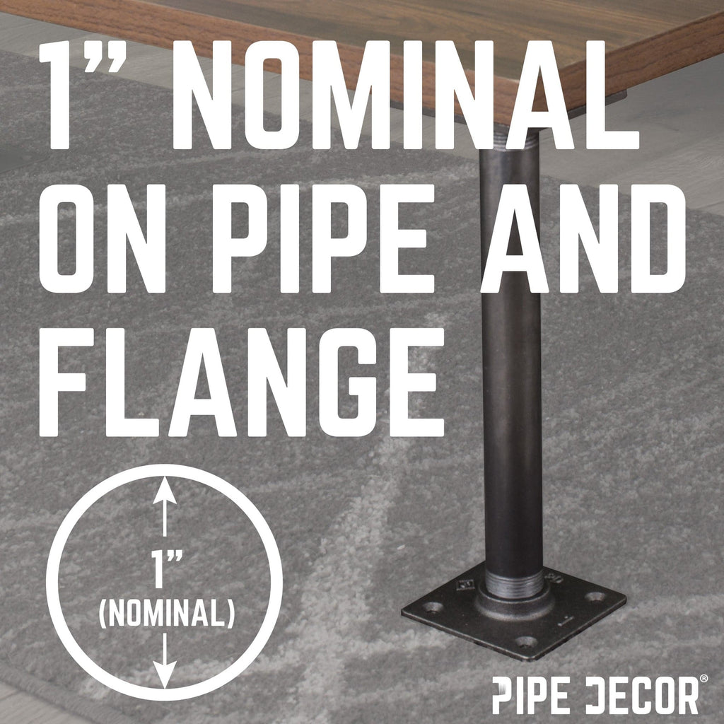 1 in. x 18 in. Square Flange Pipe Table Legs - 4 Pack