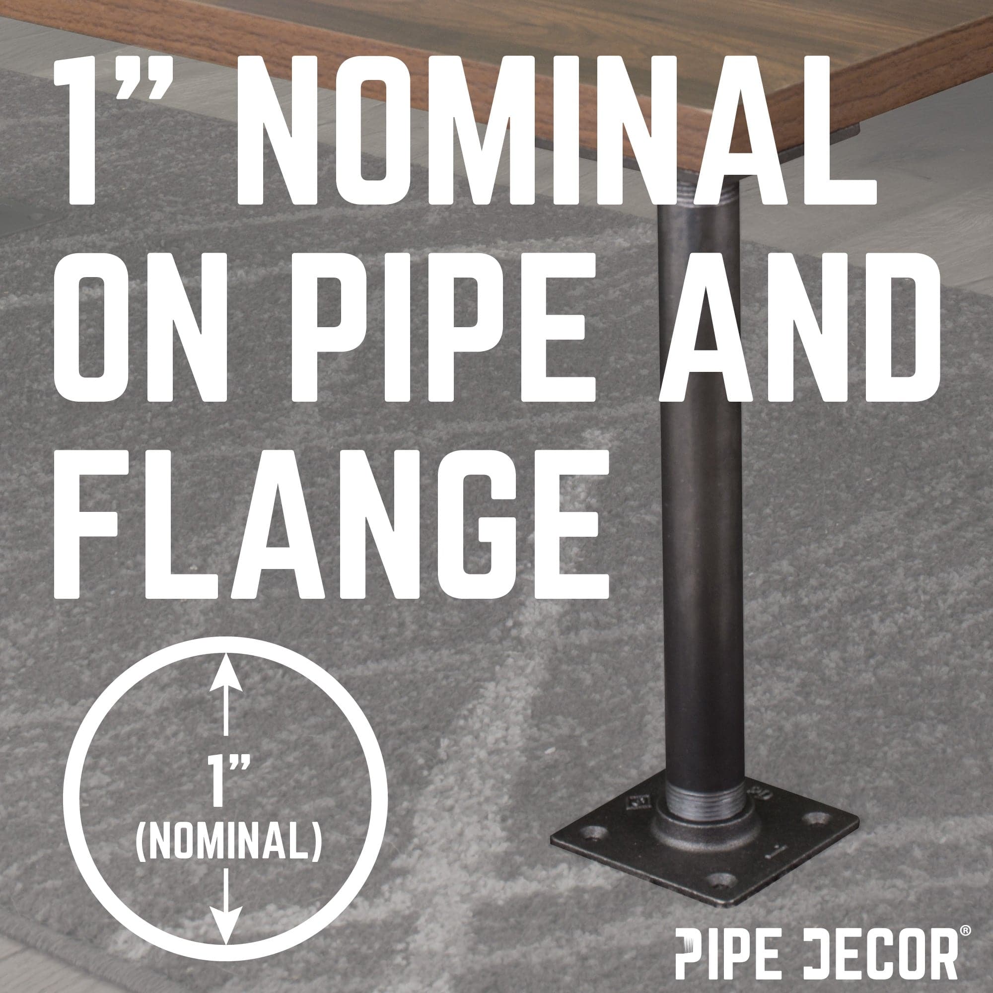 1 in. x 18 in. Square Flange Pipe Table Legs - 4 Pack