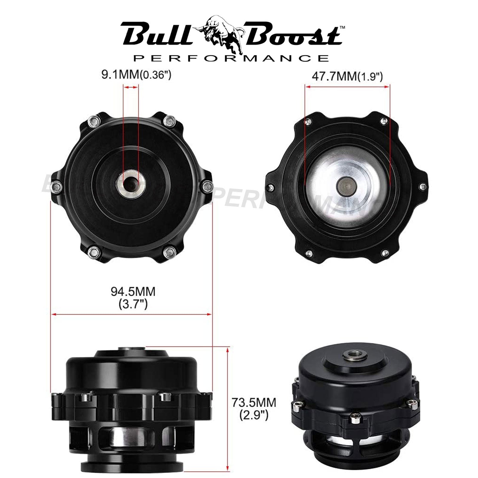Q BV50 Black 50mm Blow Off Valve (BOV) - Up to 35PSI - 6PSI + 18PSI Springs