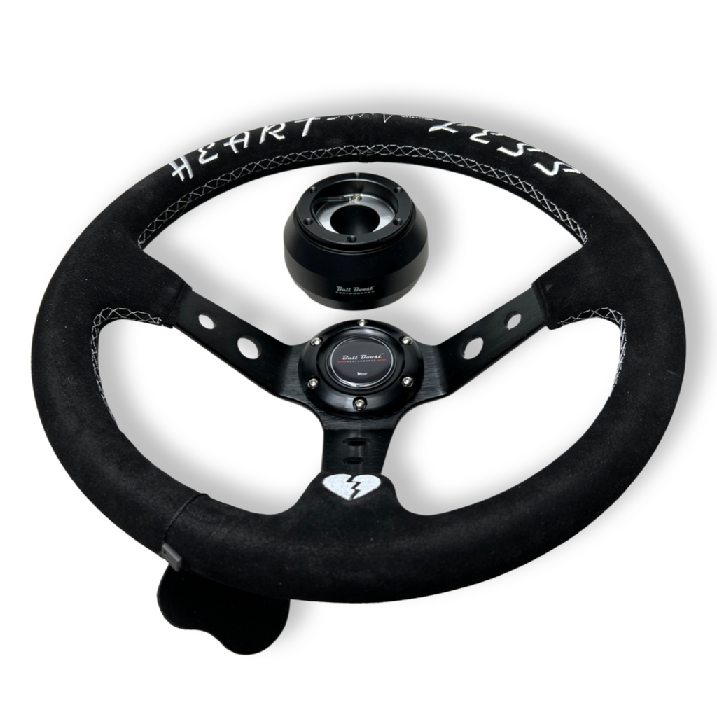 Suede Deep Dish Steering Wheel + Short Hub Adapter Kit For Cadillac Corvette Suburban Neon
