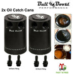 2x Billet Aluminum Baffled Oil Catch Can Reservoir Tank Racing 2-Port