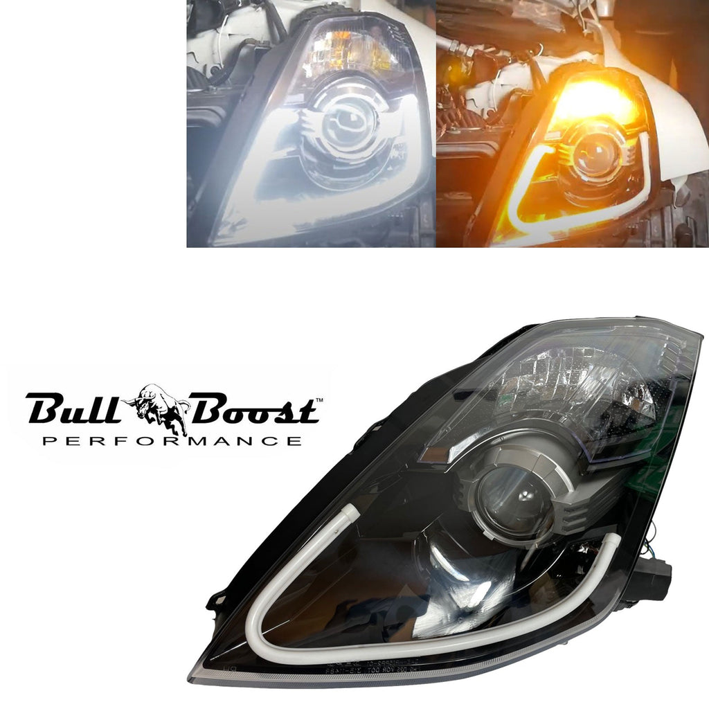 LED DEPO Pair Bi-Xenon Black Projector Headlights DOT/SAE For 2003-2009 Nissan 350z