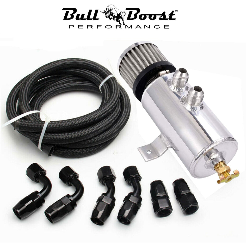 Universal Polished Oil Catch Can 2 Port -10AN Breather 750mL Baffle Tank