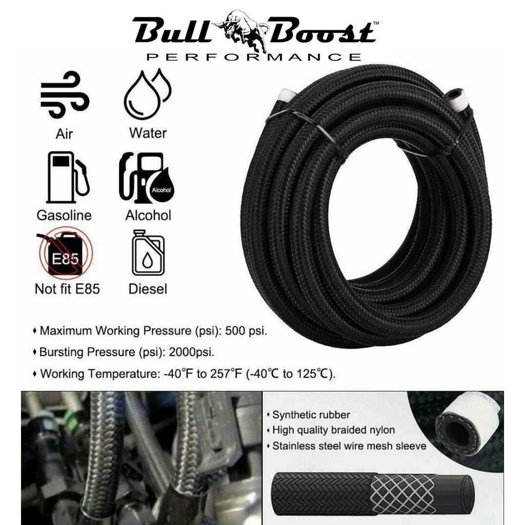 -8 AN Braided Fuel Line Oil-Gas-Fuel Hose Line Aluminum Hose End Fitting
