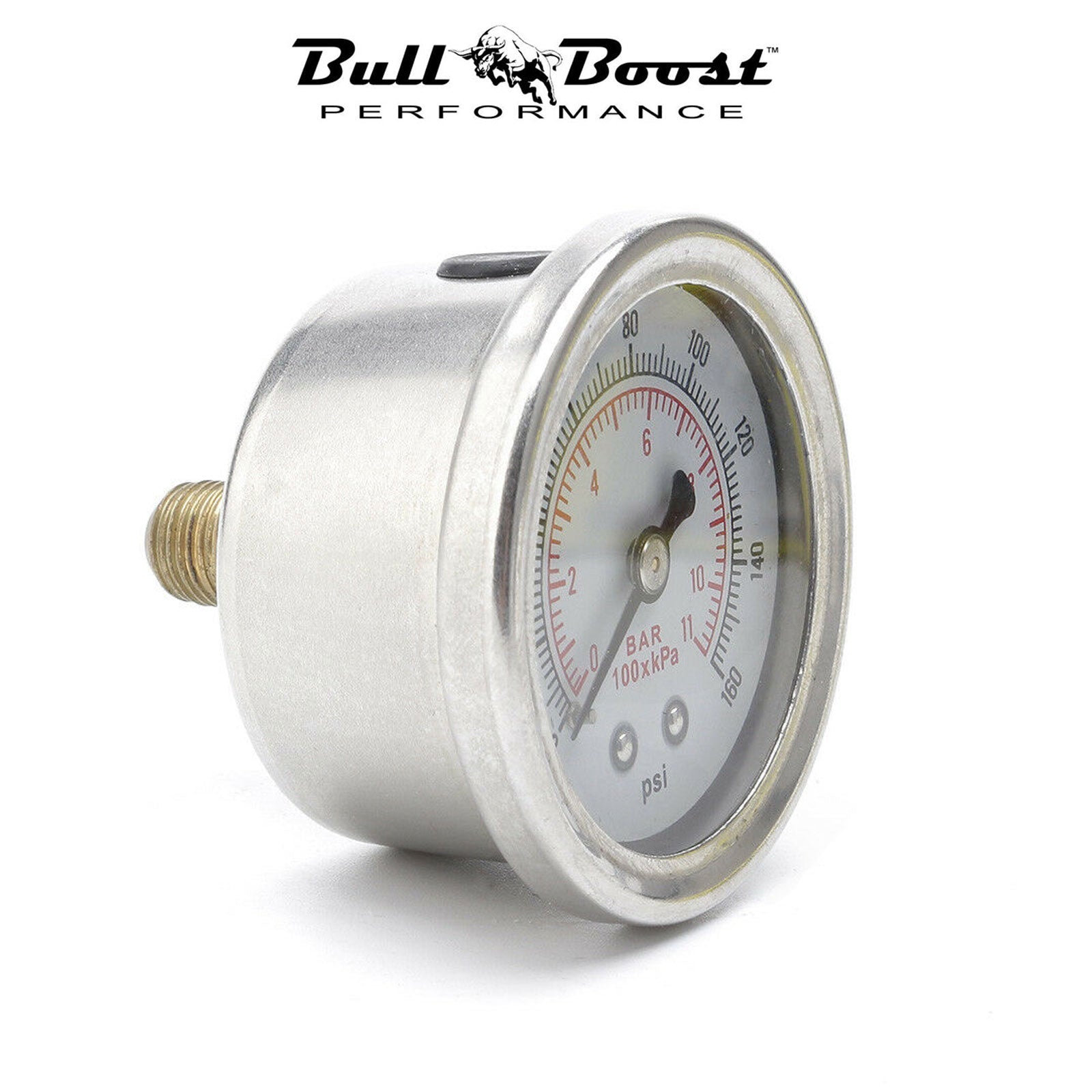 Fuel Pressure Regulator Gauge 0-160 Psi Bar Liquid Fill Chrome Fuel Oil Rail
