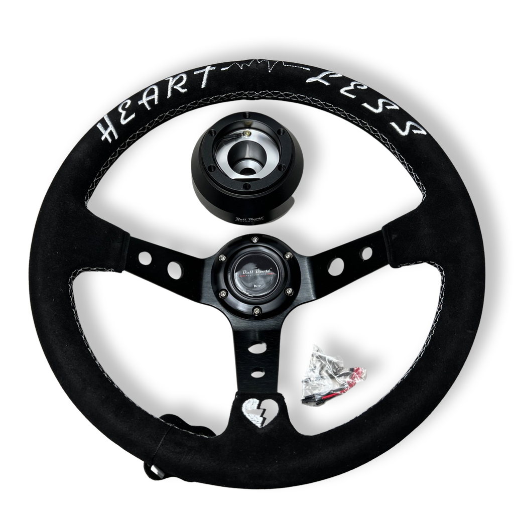 Suede Deep Dish Steering Wheel + Short Hub Adapter Kit For Cadillac Corvette Suburban Neon