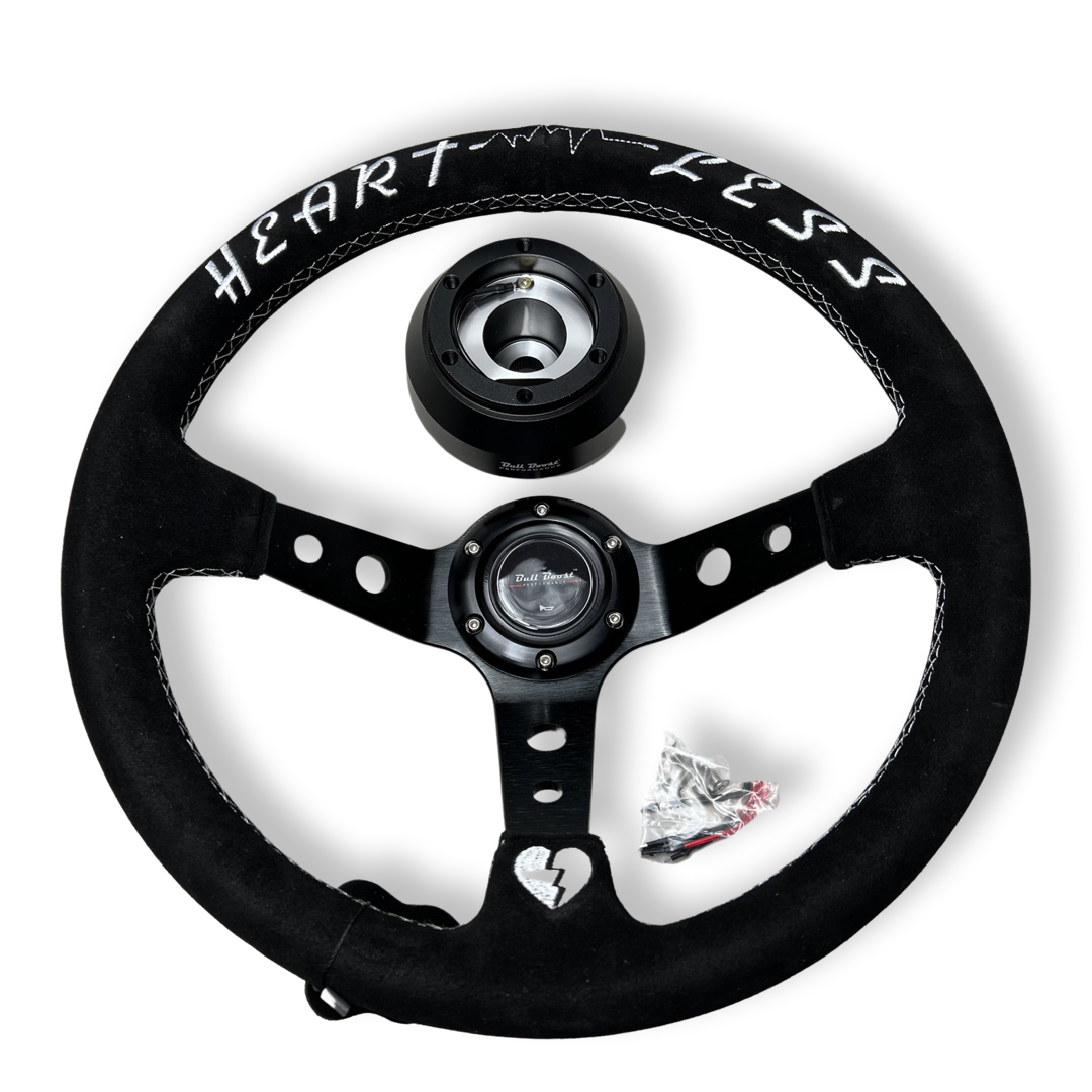 Suede Deep Dish Steering Wheel + Short Hub Adapter Kit For Cadillac Corvette Suburban Neon