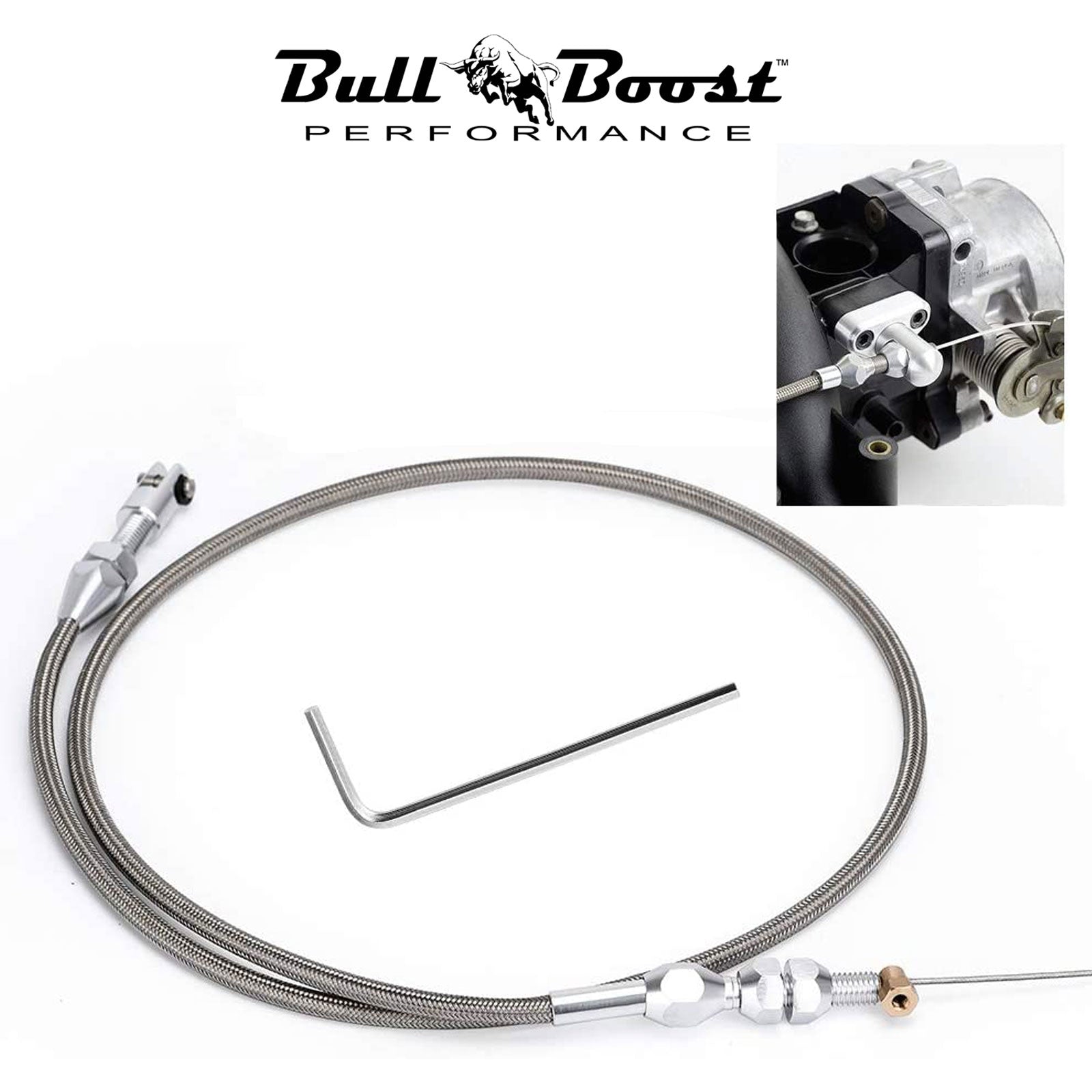 36" Stainless Steel Braided Throttle Cable Fit LS1 Chevy 4.8 5.3 5.7 6.0 Engine
