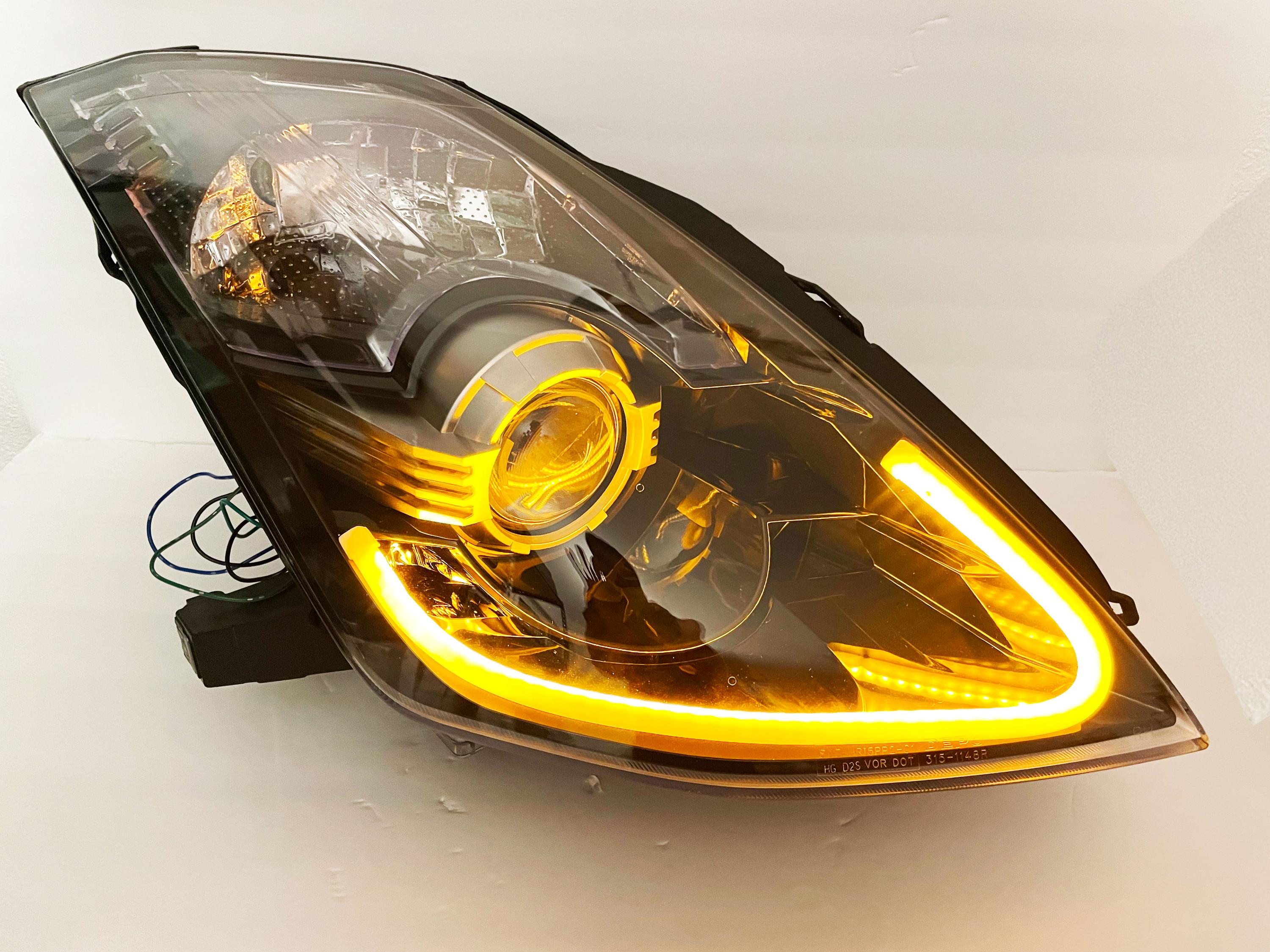 LED DEPO Pair Bi-Xenon Black Projector Headlights DOT/SAE For 2003-2009 Nissan 350z