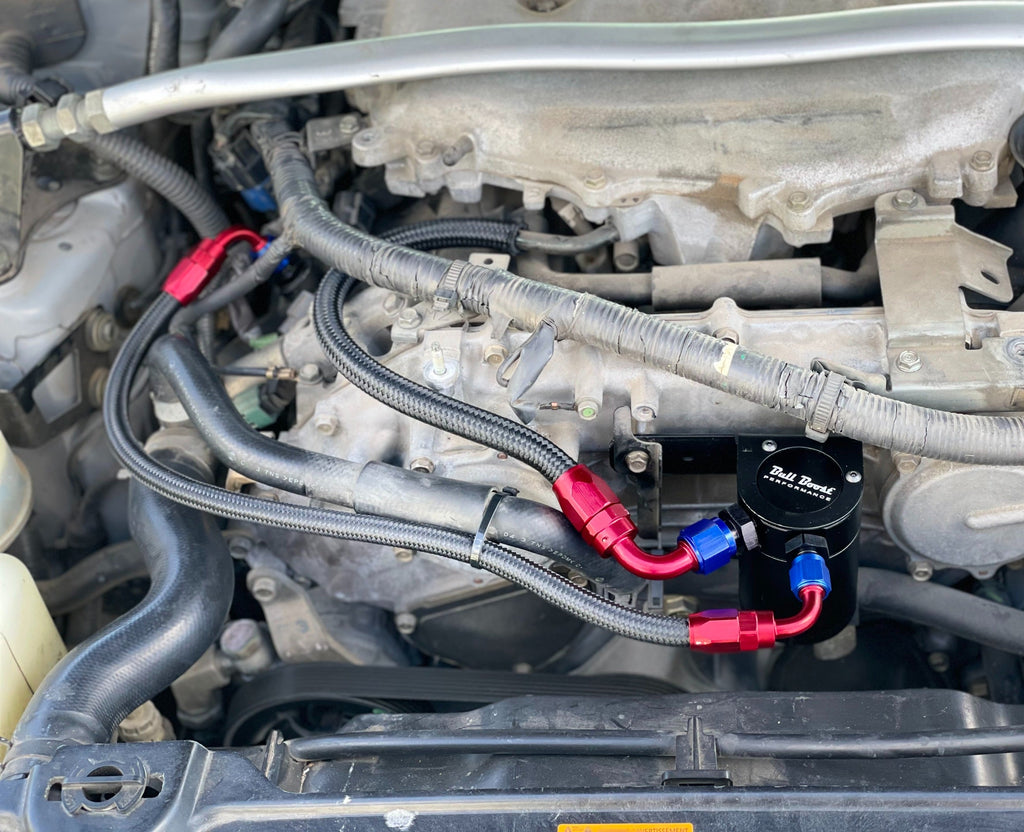 350Z-G35 REVUP Baffled Oil Catch Can System Kit - RED (PCV SIDE)