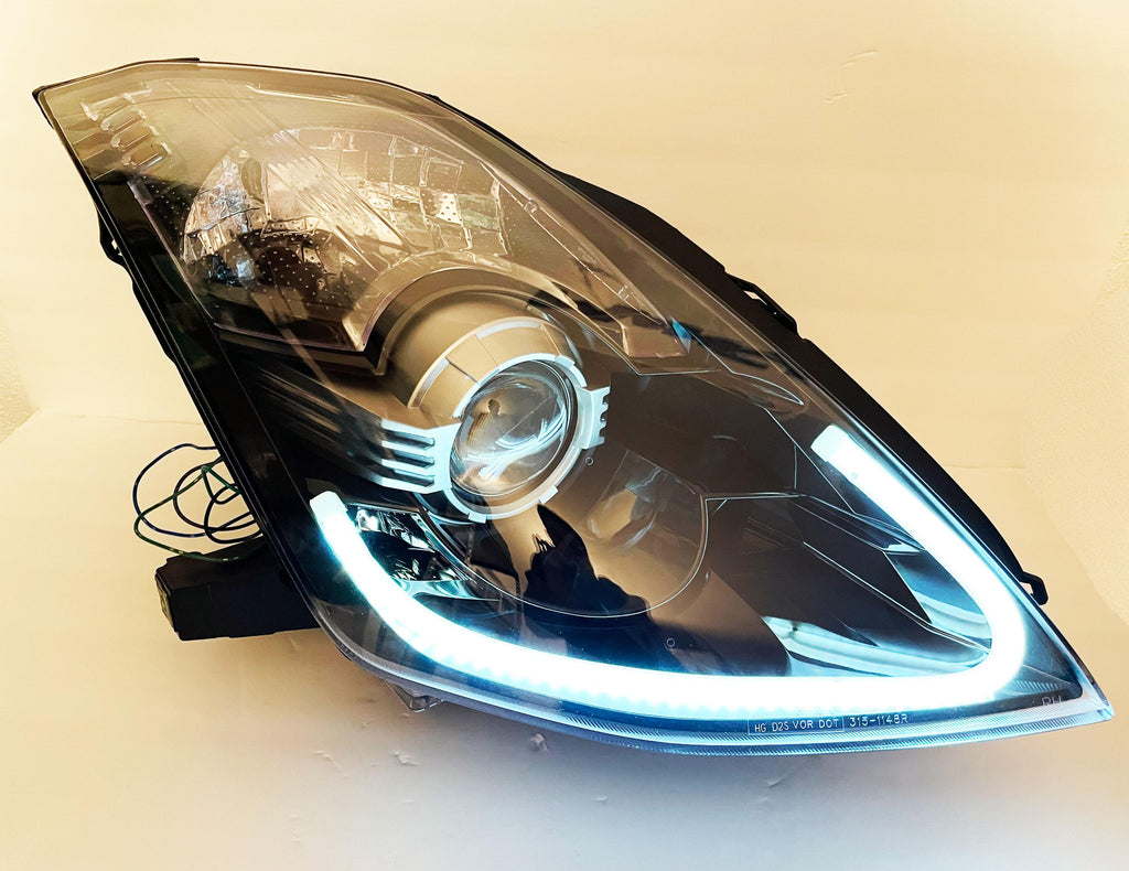 LED DEPO Pair Bi-Xenon Black Projector Headlights DOT/SAE For 2003-2009 Nissan 350z
