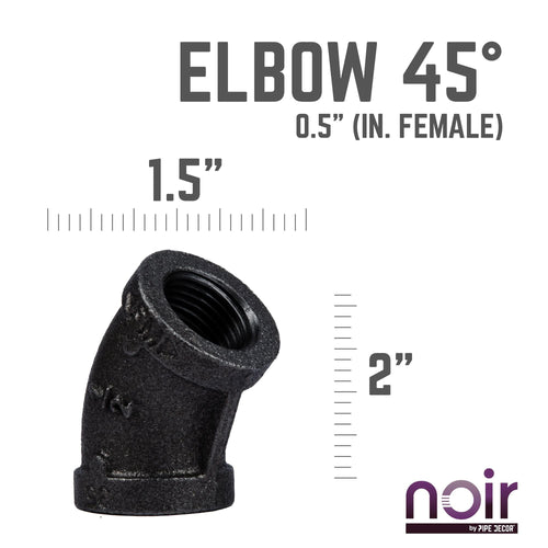 1/2 in. Prefinished Matte Black 45-Degree Elbow