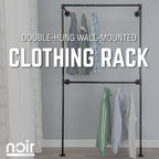 Noir Black Wall Mounted Double Hung Clothing Rack
