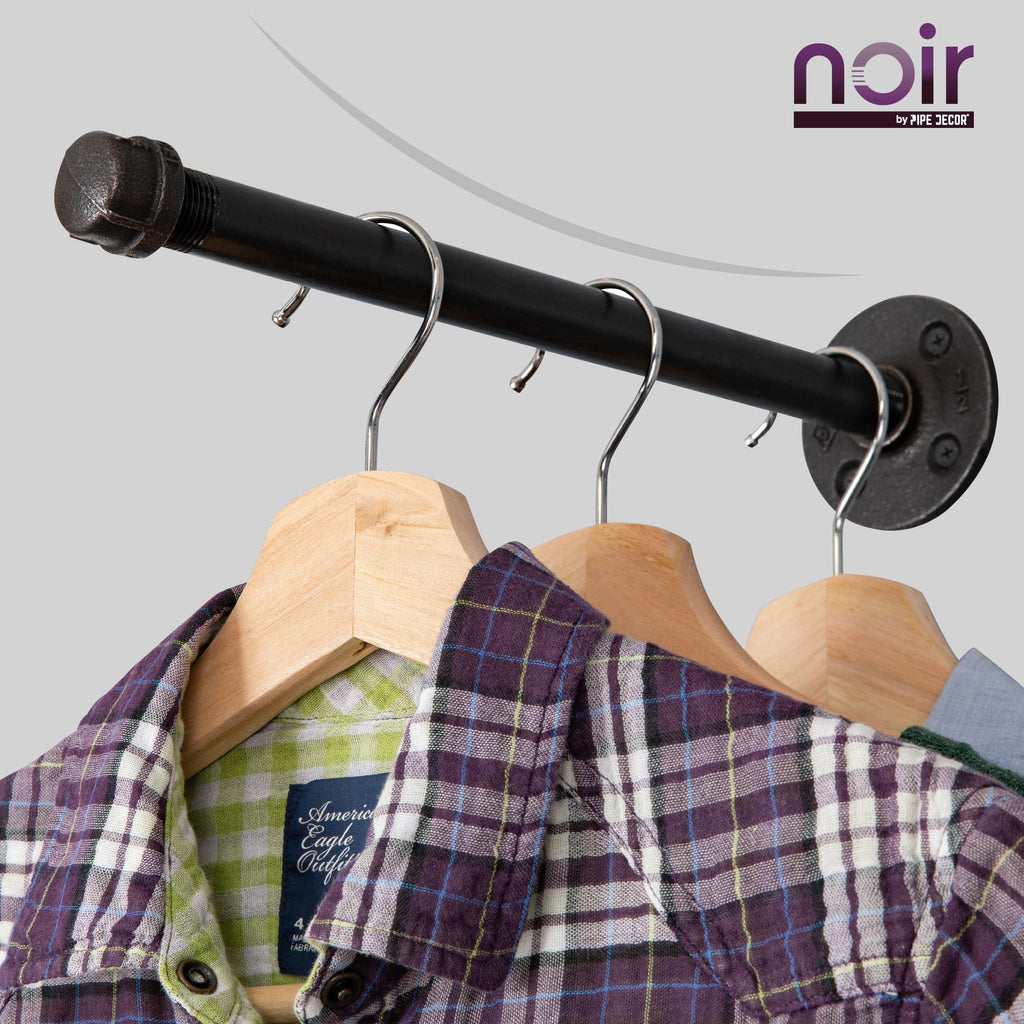 1/2 in. x 12 in. Noir Black Clothing Hanging Bracket Kit, 4 Pack