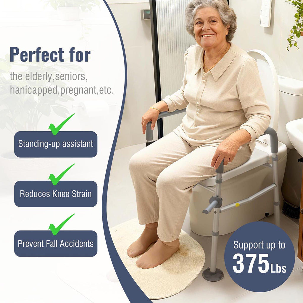 Yescom Raised Toilet Seat w/ Handles Height Adjustable Holds 375lbs