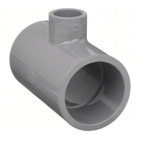 CPVC Reducing Tee, Schedule 80, 1-1/2" x 1-1/2" x 1/2" Pipe Size, Socket x Socket x Socket