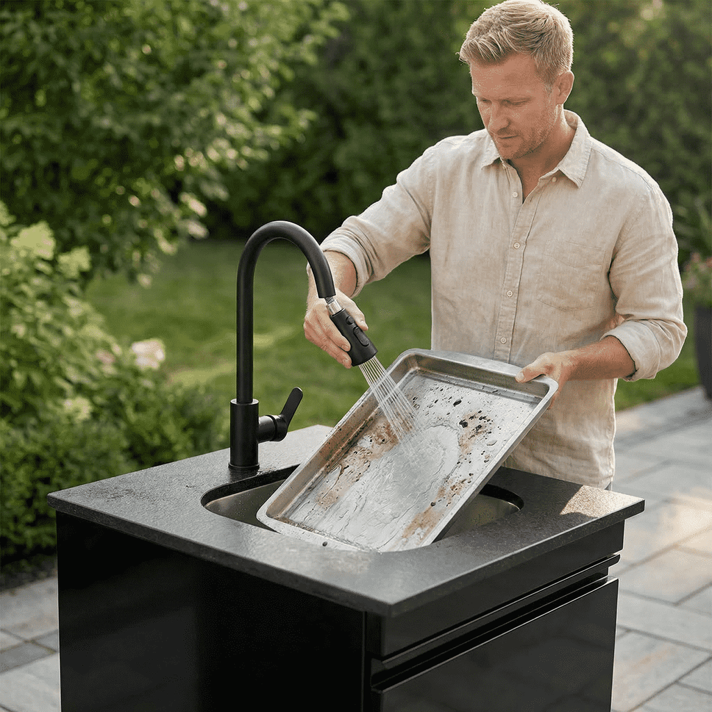 Single Door Sink Cabinet with Tap Stainless Steel Outdoor Kitchen