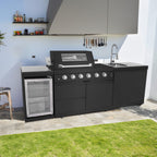 NG 104" 4-Burner 72,000 BTU Black Outdoor Kitchen Island Grill + Rotisserie Kit