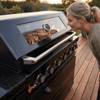 63" 6-Burner 85,000 BTU Black Outdoor Kitchen Island Grill + Marble Countertops