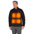 Men's Heated Jacket, Black, Heats 3 to 12 hours ,12 V 3 Outside Pockets, 2XL