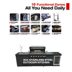 115" 6-Burner 85,000 Black Outdoor Kitchen Island Grill Rotisserie kit