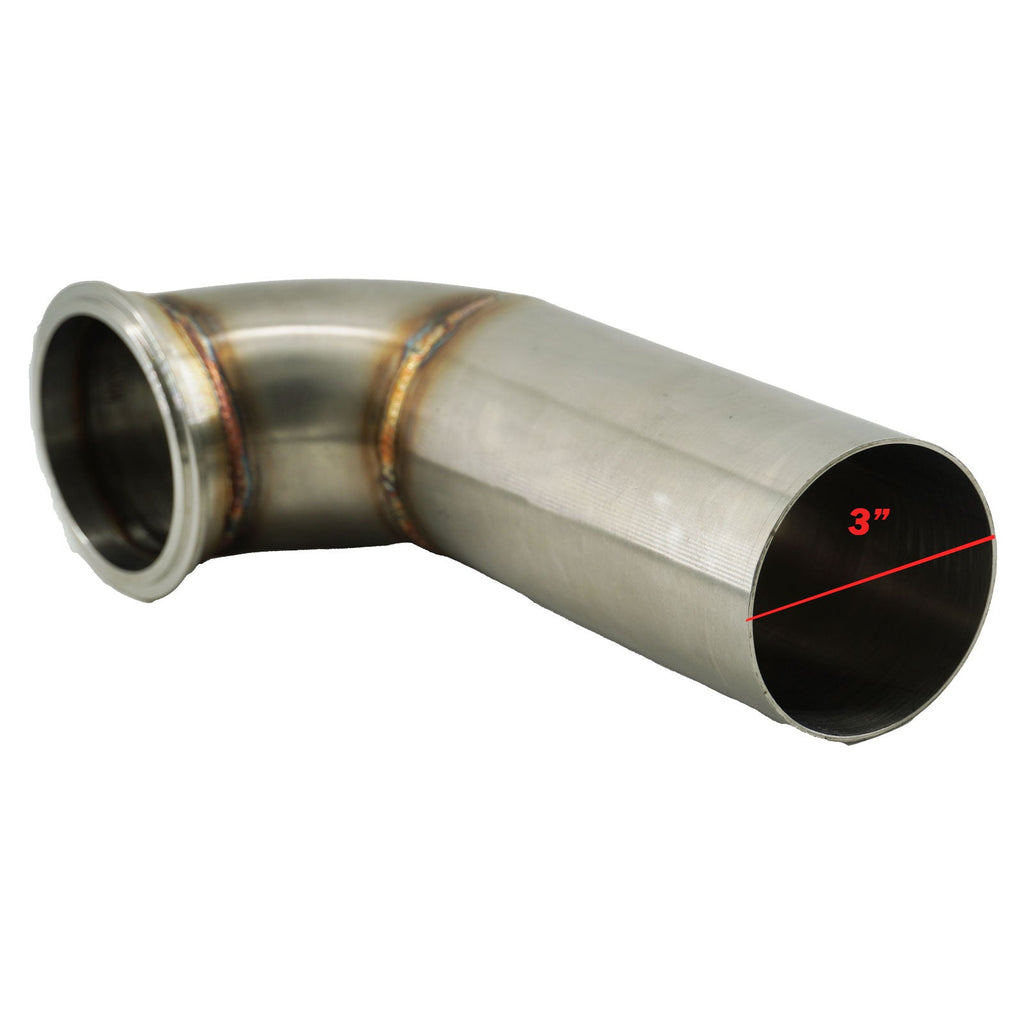 3" Downpipe V Band Turbo 304 Stainless 90 3.55 inch/90mm OD Exhaust Flange O2 Bung Garrett Turbo