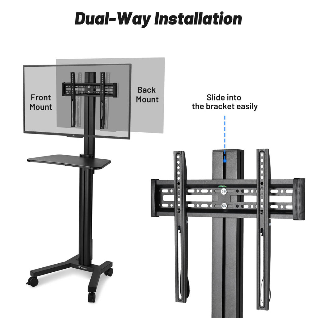 Yescom Mobile TV Stand Mount Bracket for Monitors up to 65"