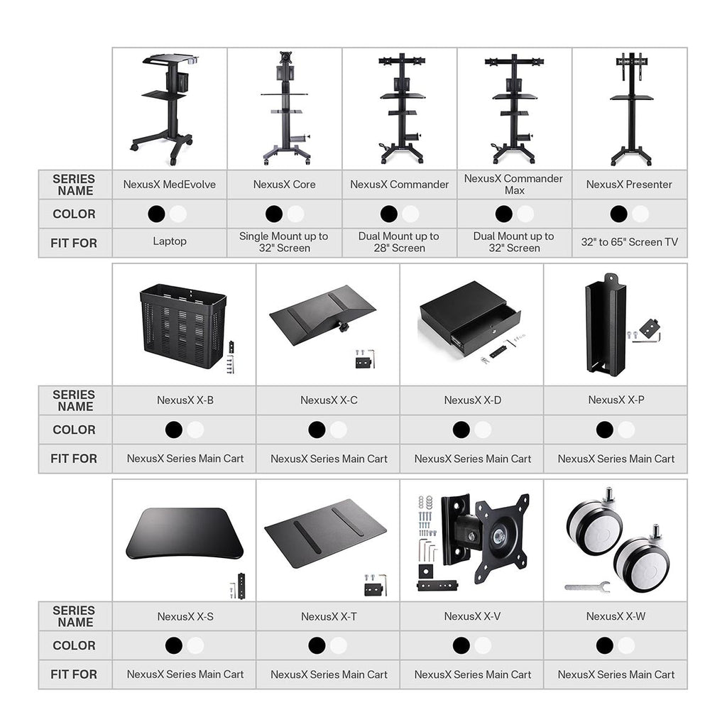 Yescom NexusX Mobile Computer Cart Pull Out Keyboard Tray