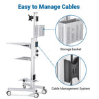 Yescom NexusX Rolling Computer Cart with Locking Metal Drawer