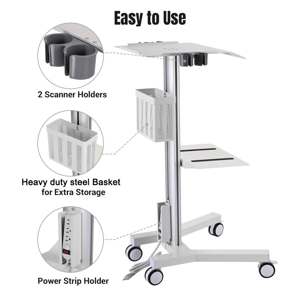 Yescom NexusX Rolling Laptop Cart with Power Outlet