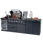NG 104" 4-Burner 72,000 BTU Black Outdoor Kitchen Island Grill Rotisserie