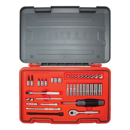 1/4 in Drive Socket Set SAE 37 Pieces 3/16 in to 3/8 in , Chrome