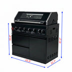 43" Black Six Burners Outdoor Kitchen Island Grill