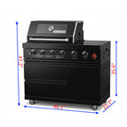 46" Black 4-Burner Outdoor Kitchen Islands Grill Side Burner